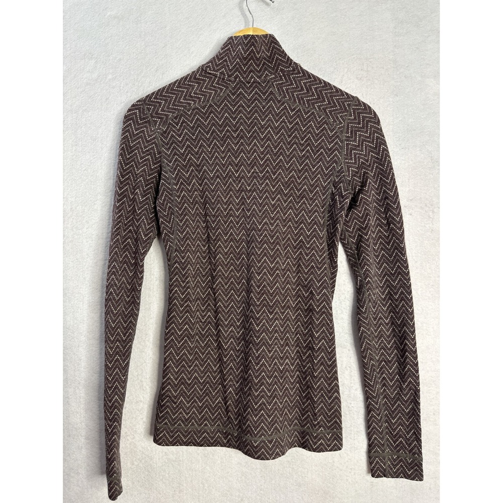 Smartwool Womens M Merino Wool Base Layer 1/4 Zip Purple Gray Chevron Top - Picture 9 of 9